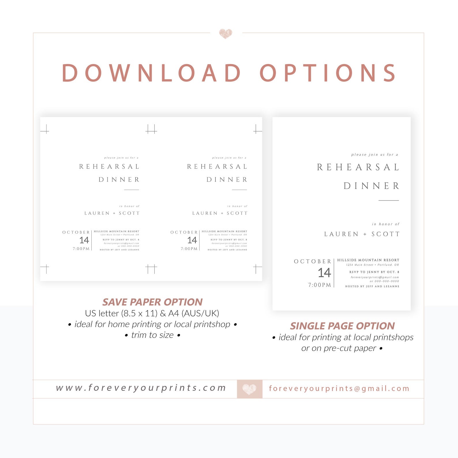 Minimalist Rehearsal Dinner Invitation | www.foreveryourprints.com