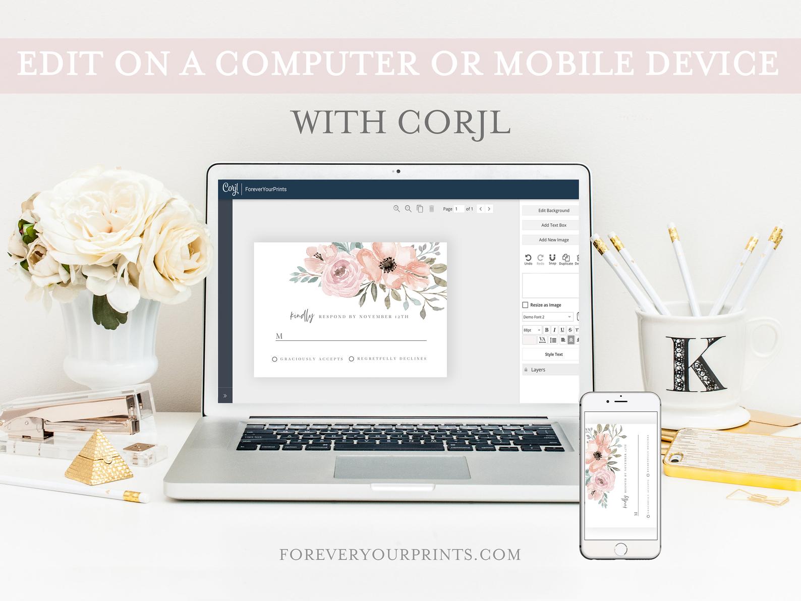 Blush Florals RSVP Reply Card | www.foreveryourprints.com