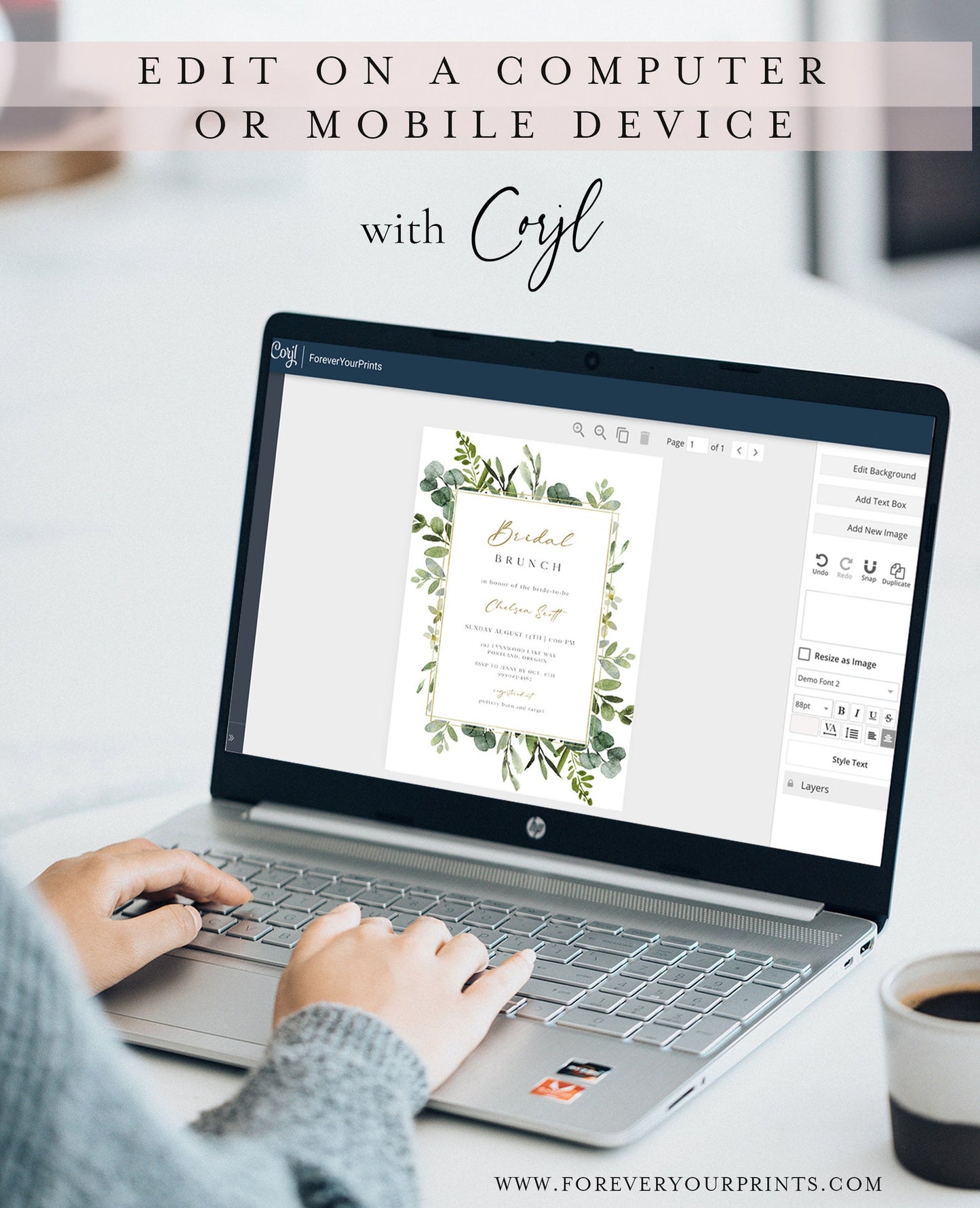 Eucalyptus Bridal Brunch Invitation | www.foreveryourprints.com