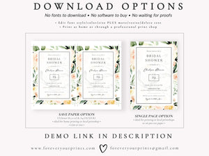 Floral Greenery Bridal Invitation | www.foreveryourprints.com