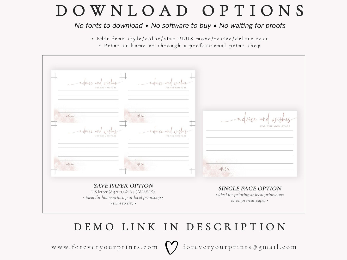 Blush Advice for Baby Card | www.foreveryourprints.com