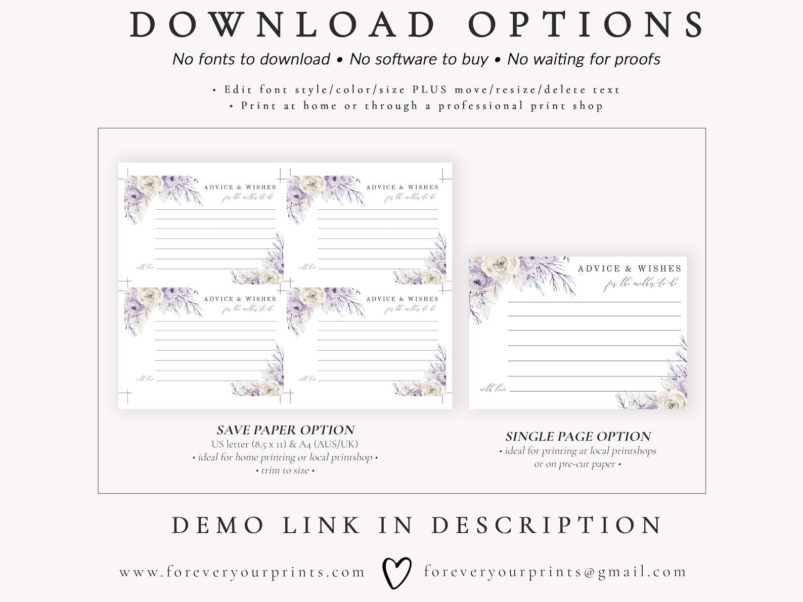 Lavender Advice for Baby Card | www.foreveryourprints.com