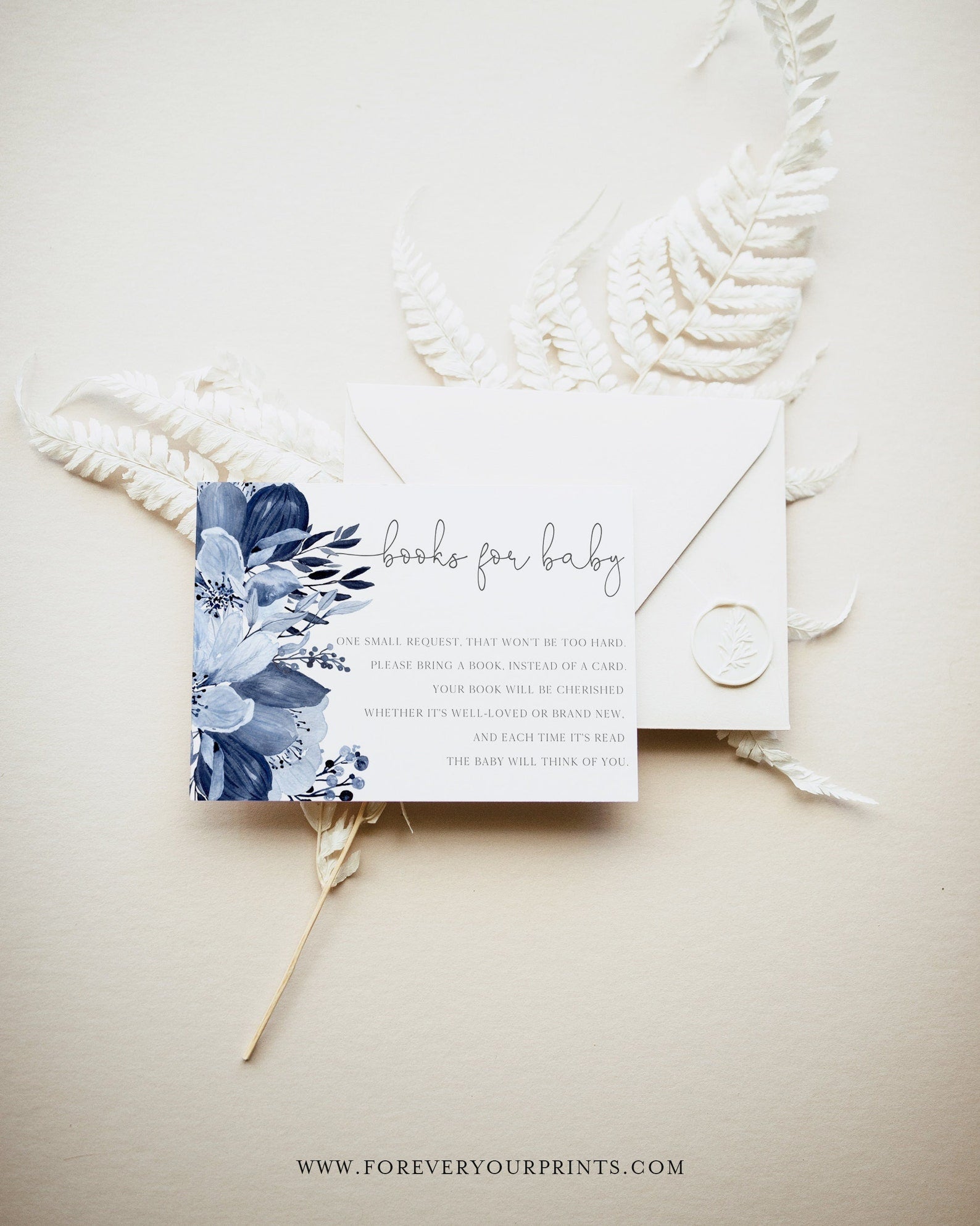 Blue Florals Book Request Card | www.foreveryourprints.com