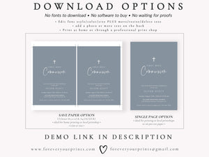 Minimalist First Holy Communion Invitation | www.foreveryourprints.com