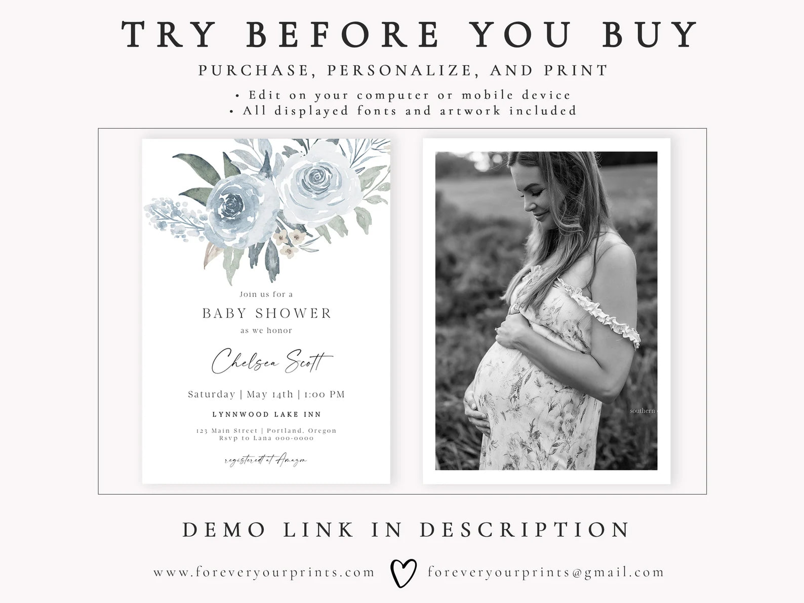 Floral Garden Baby Shower Invitation | www.foreveryourprints.com