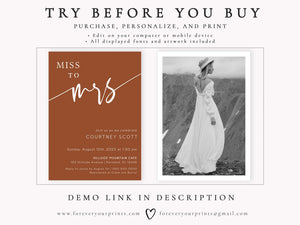 Miss to Mrs Bridal Shower Invitation | www.foreveryourprints.com