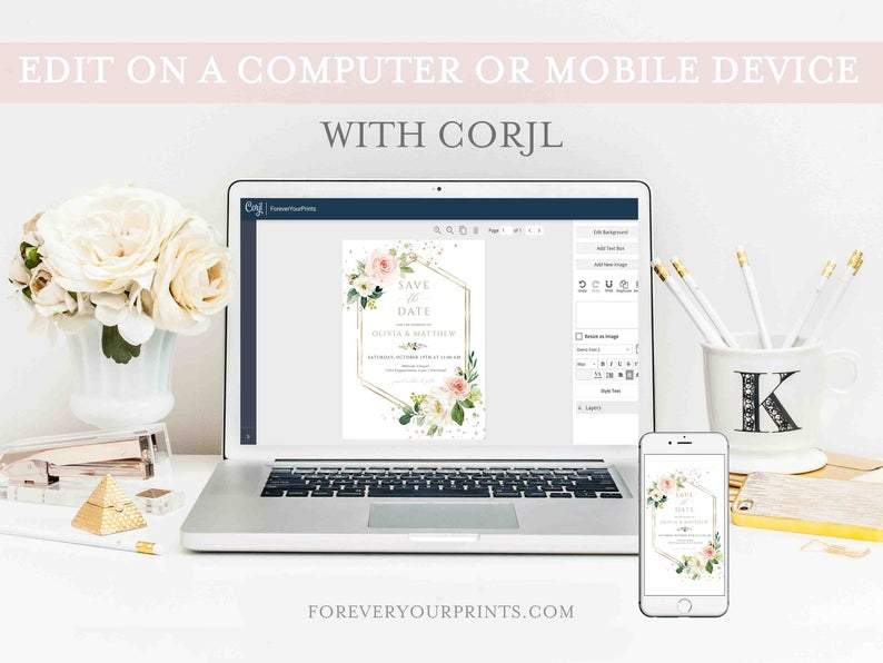 Floral Save The Date Invitation | www.foreveryourprints.com