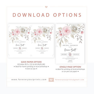 Muted Florals Bridal Shower Invitation | www.foreveryourprints.com