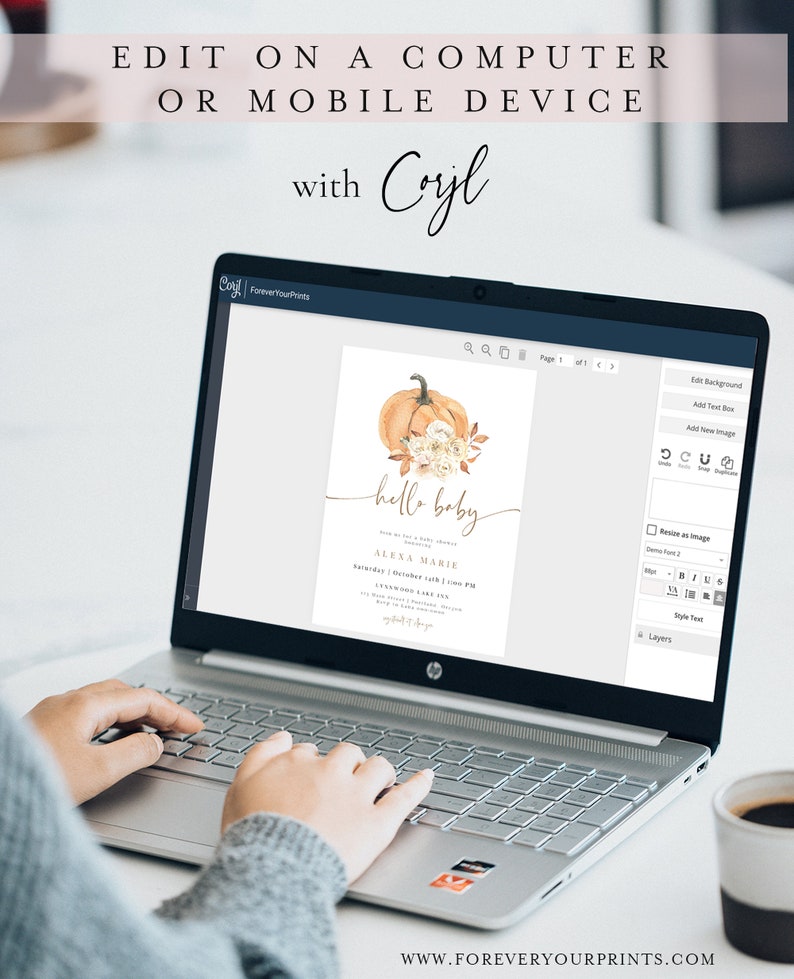 Pumpkin Baby Shower Invitation | www.foreveryourprints.com