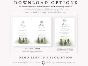 Rustic Evergreen Baby Shower Invitation | www.foreveryourprints.com