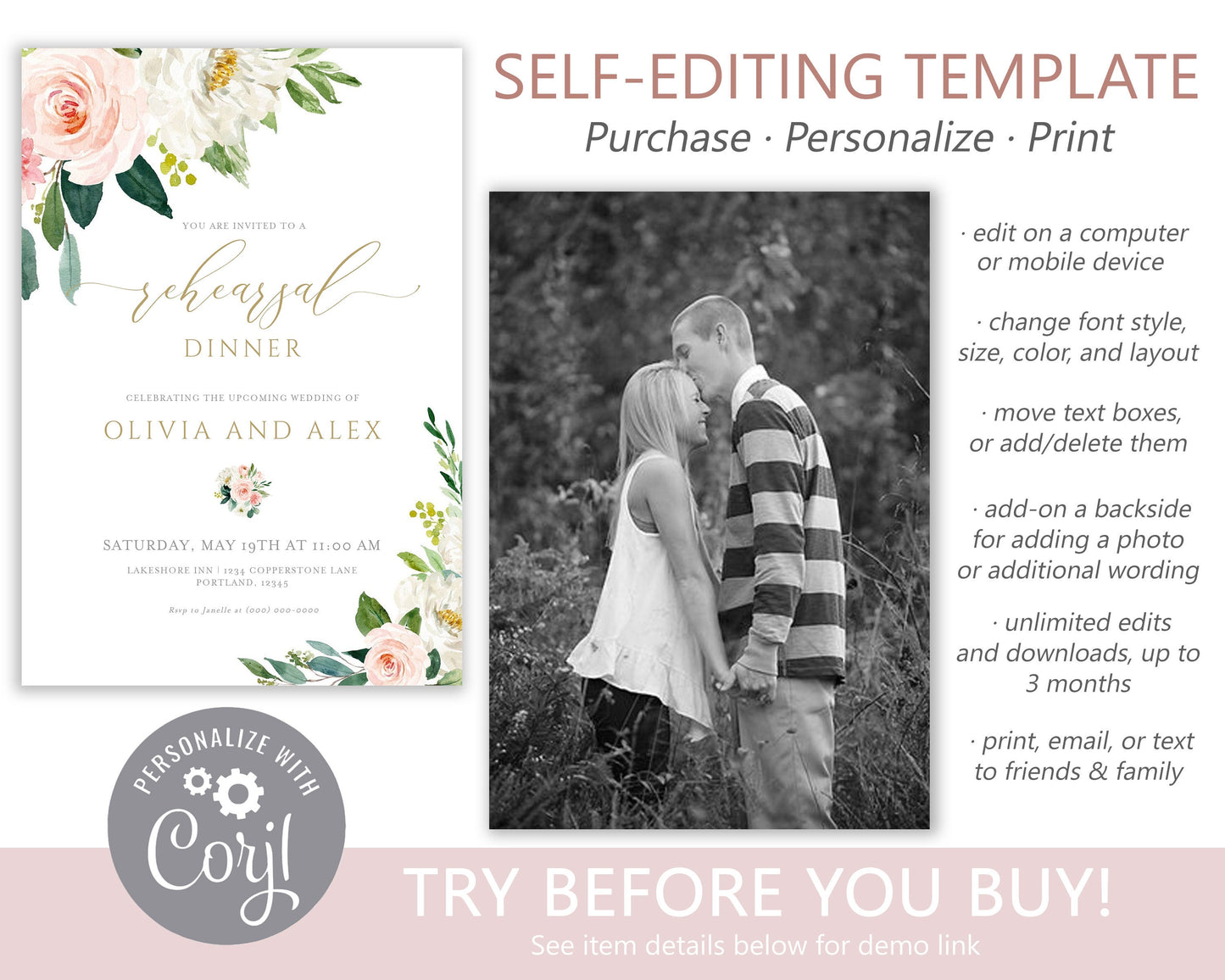 Wedding Rehearsal Dinner Invitation | www.foreveryourprints.com