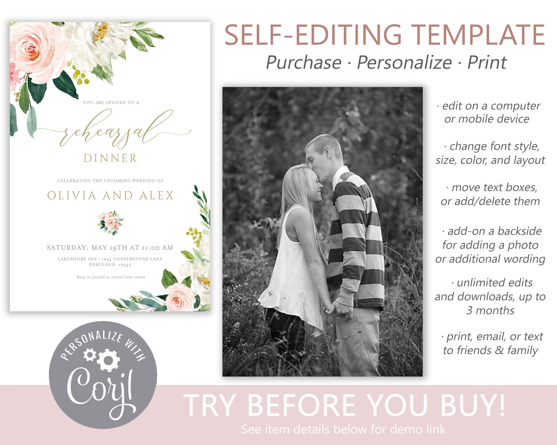 Wedding Rehearsal Dinner Invitation | www.foreveryourprints.com