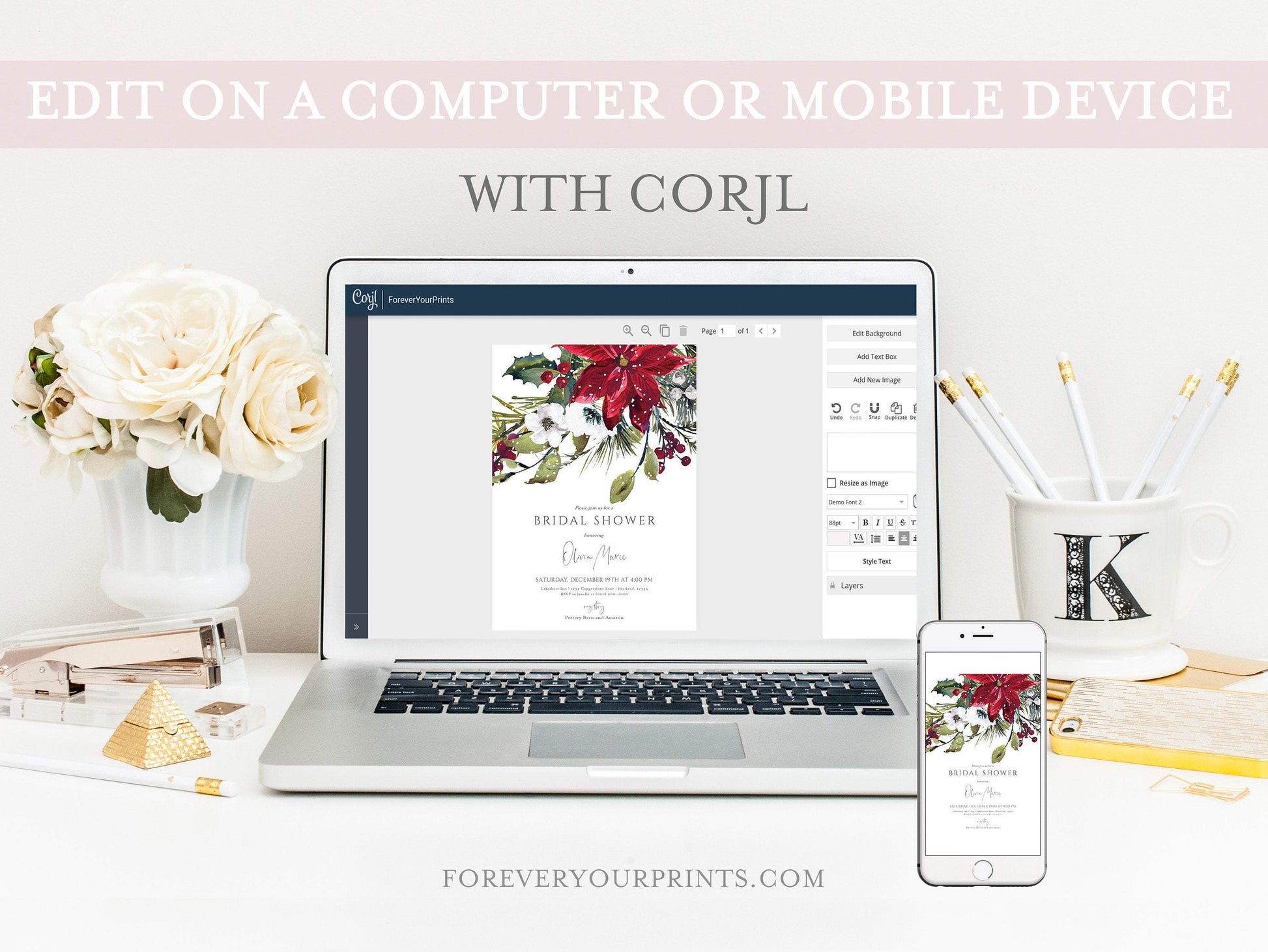 Winter Bridal Shower Invitation | www.foreveryourprints.com