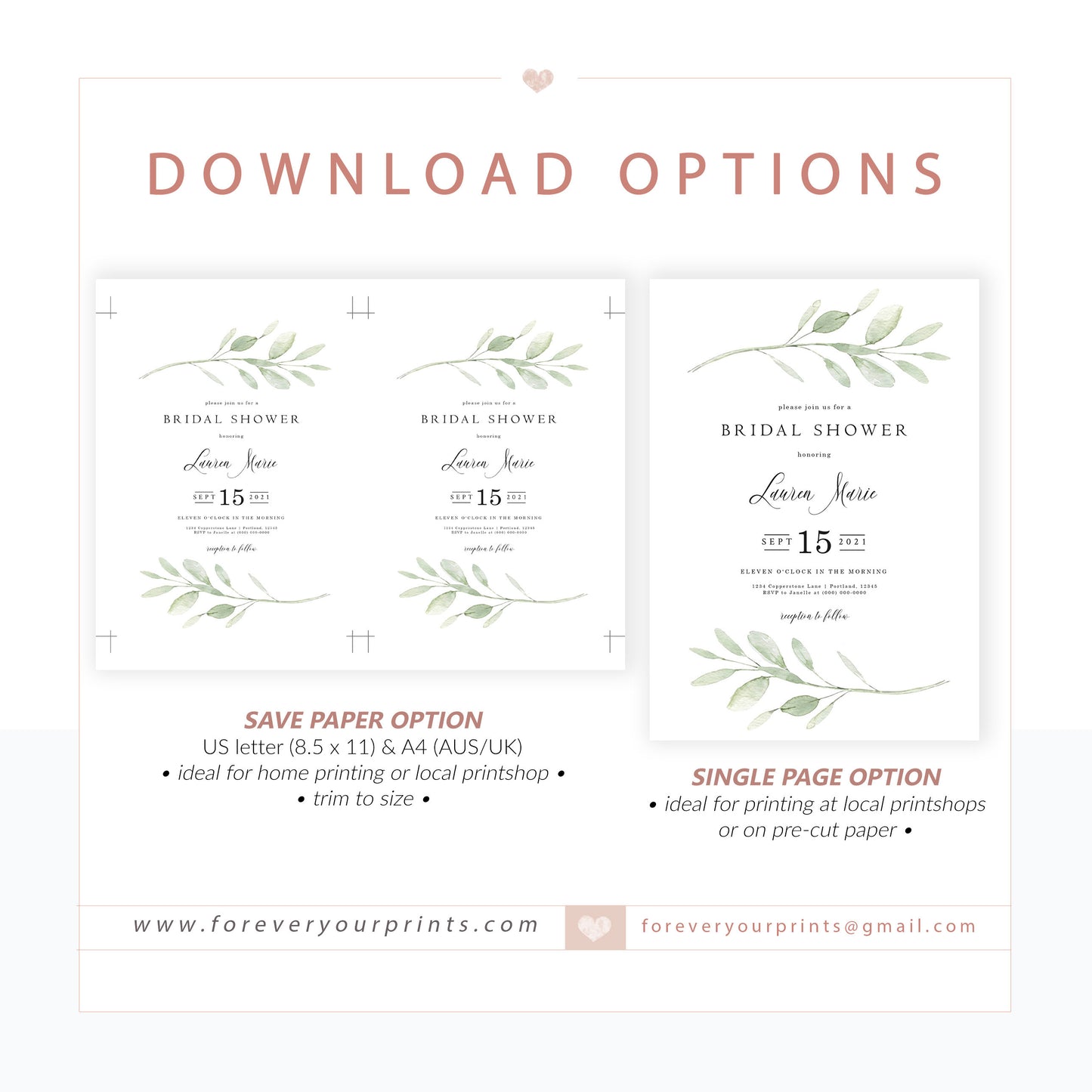 Greenery Bridal Shower Invitation