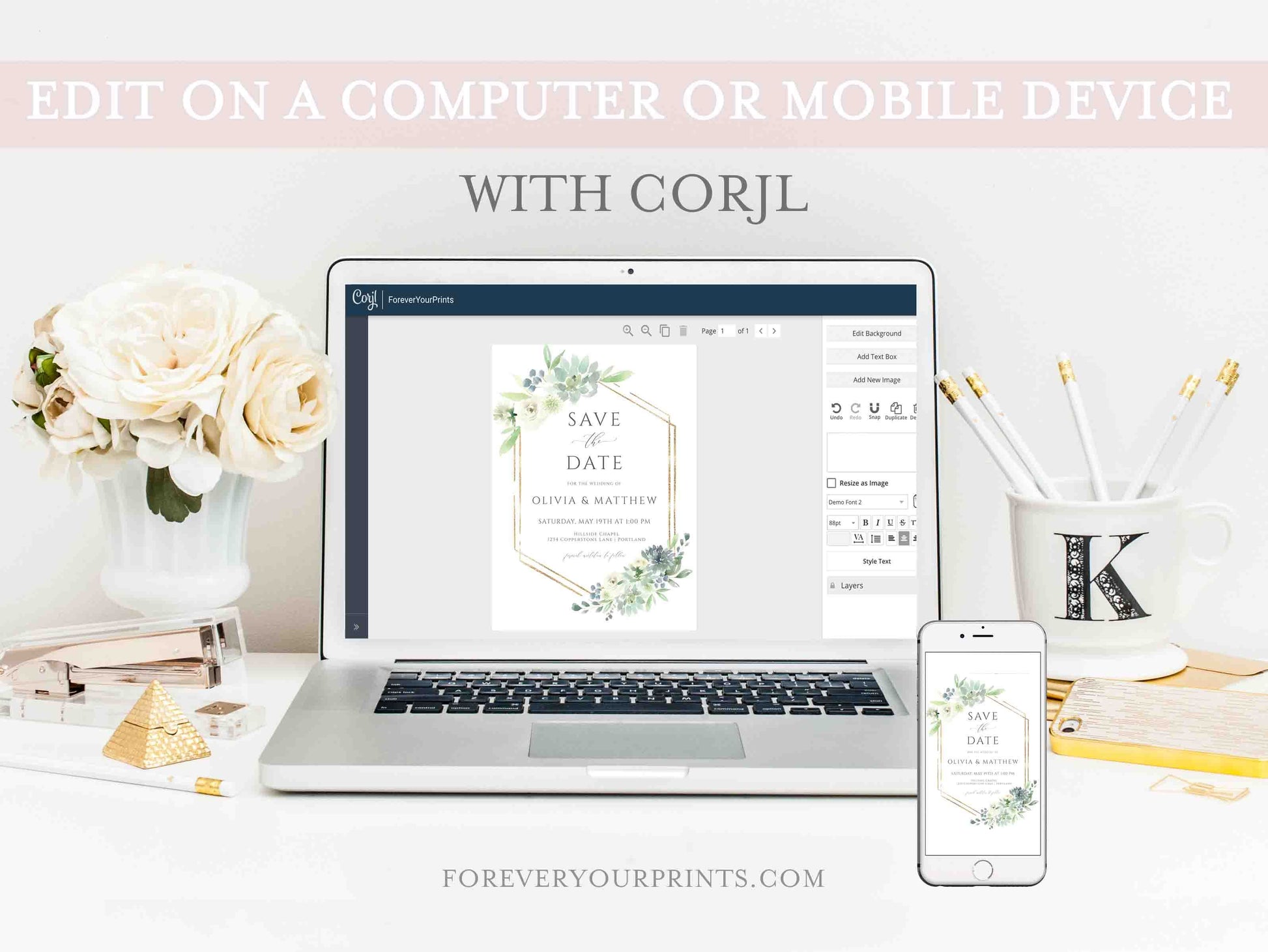 Botanical Save The Date Invitation | www.foreveryourprints.com