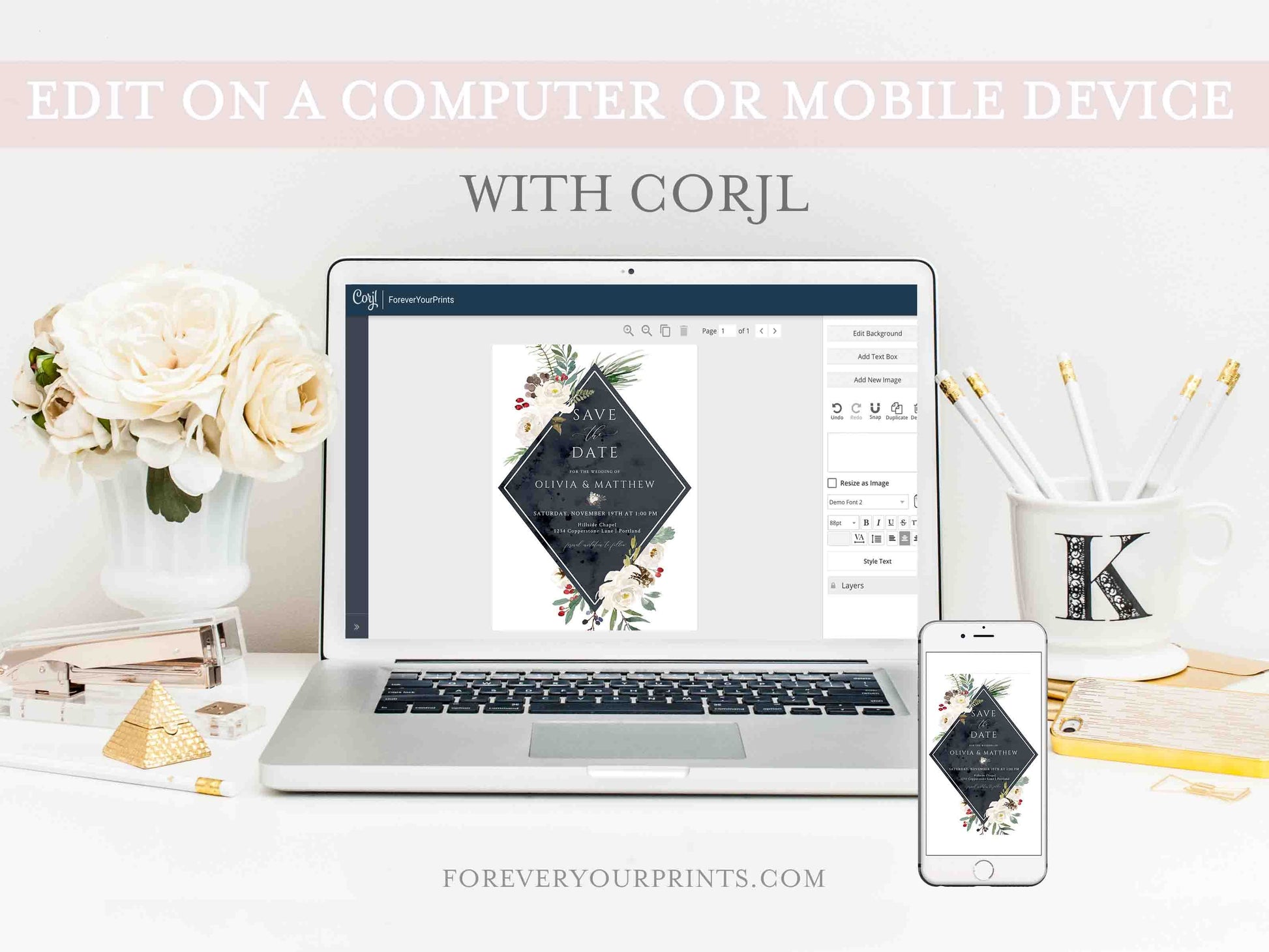 Winter Save The Date Invitation | www.foreveryourprints.com